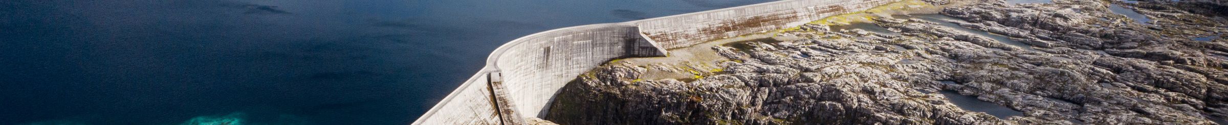 Aerial photo of dam and reservoir