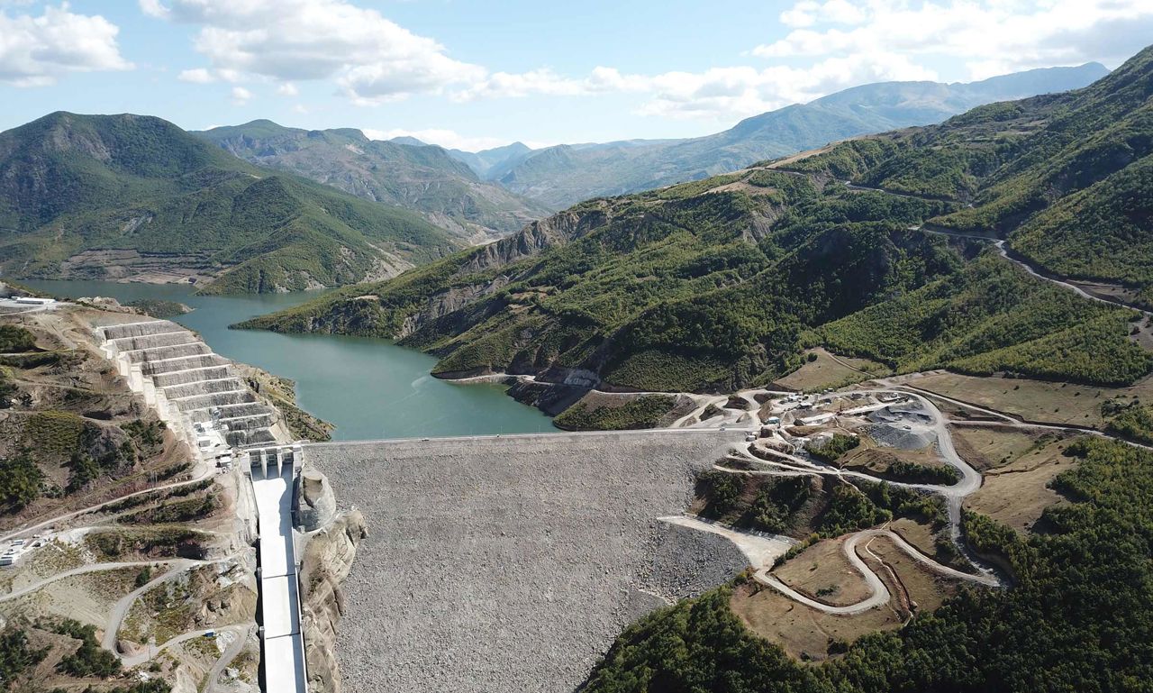 The dam at Moglice hydropower plant