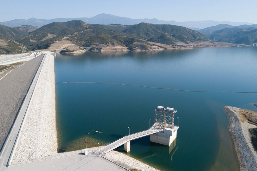 The reservoir at Banja hydropower plant