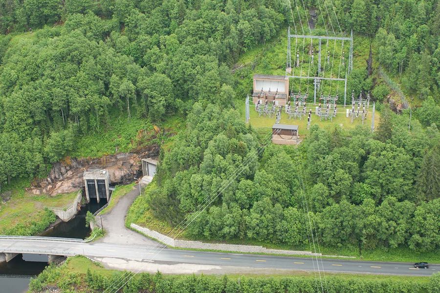 Hegsetfoss power plant from above.