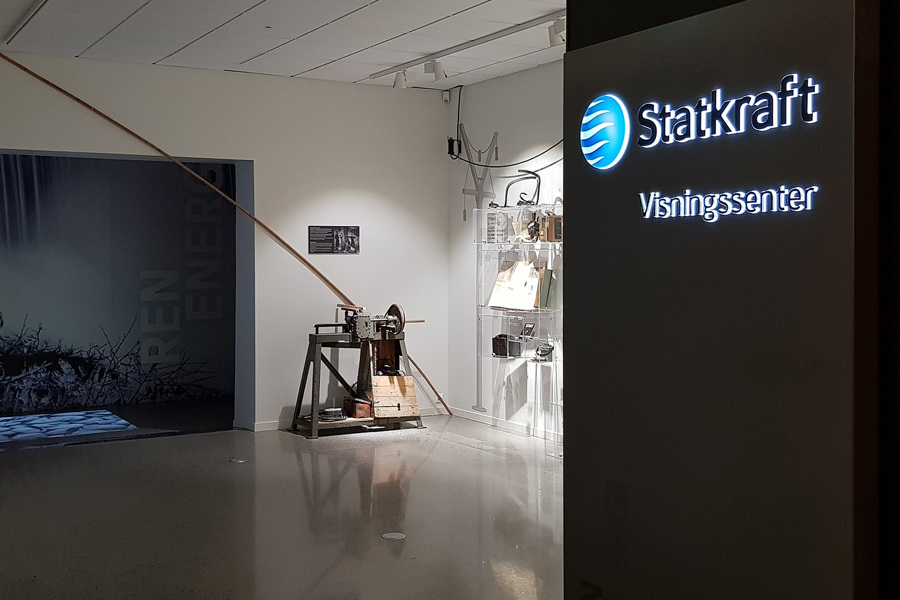 Statkraft logo and sign and visitor centre at West Telemark Museum