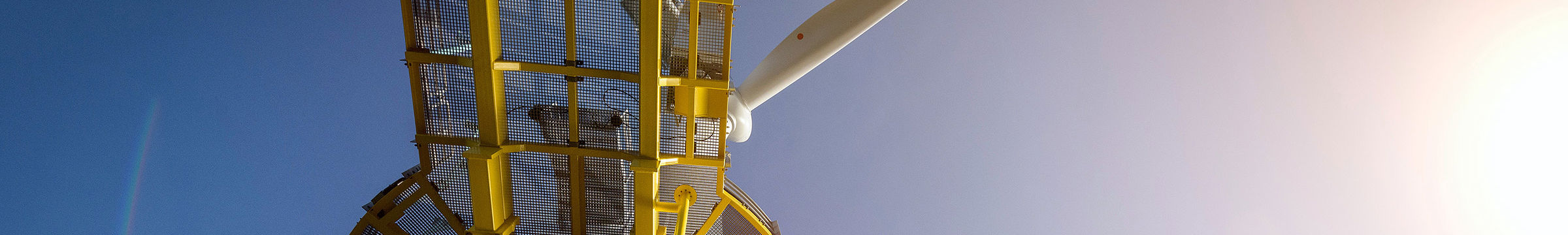 Close-up of the top of the wind turbine