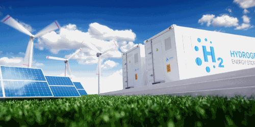 Solar panels, batteries and wind turbines