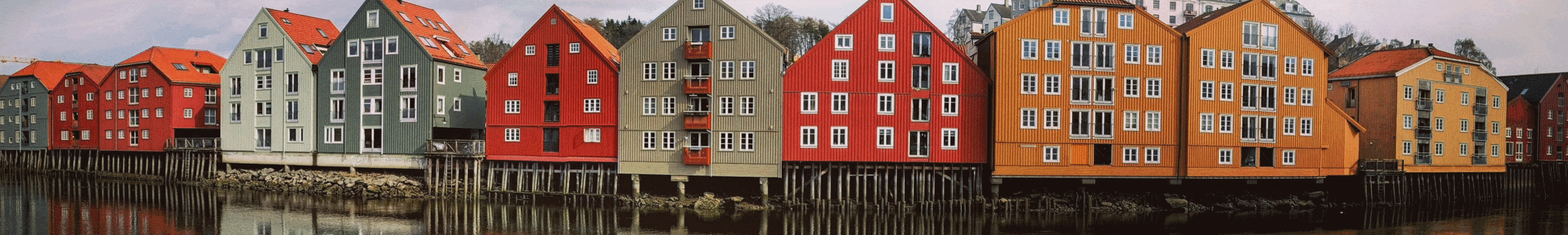 Coloured houses on river 