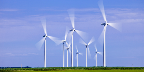 Several turbines in Avangrid’s 300 MW Streator Cayuga Ridge South Wind Farm in Illinois