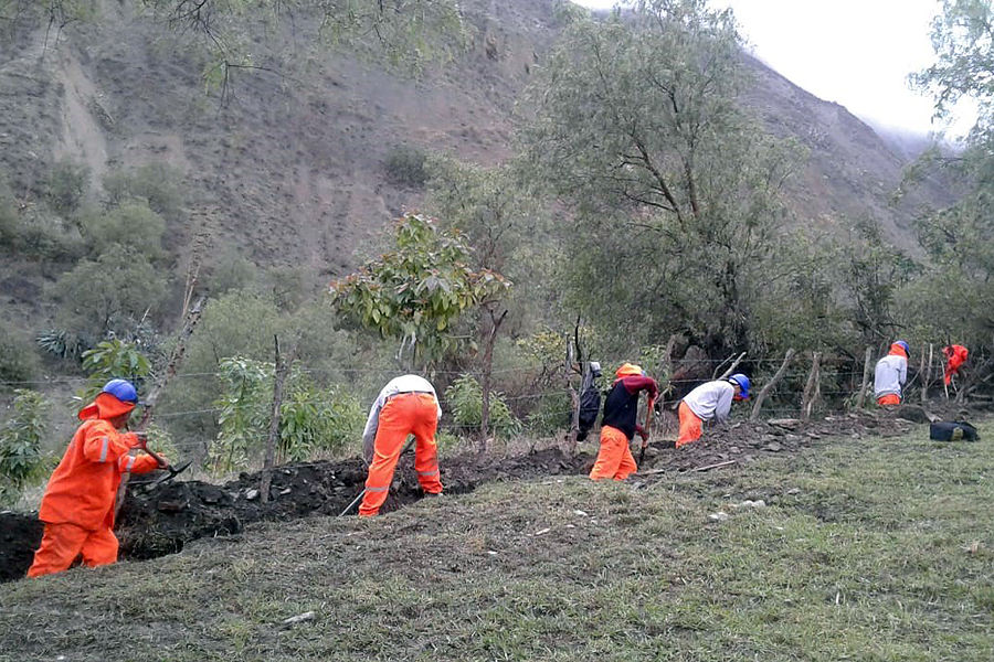 Ditch digging for water pipes