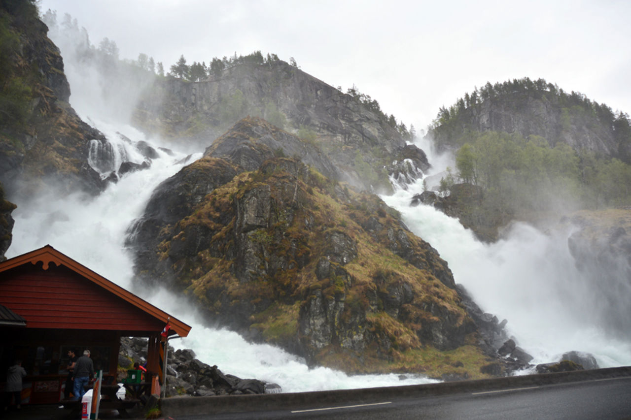L&aring;tefoss waterfall in Odda, Norway