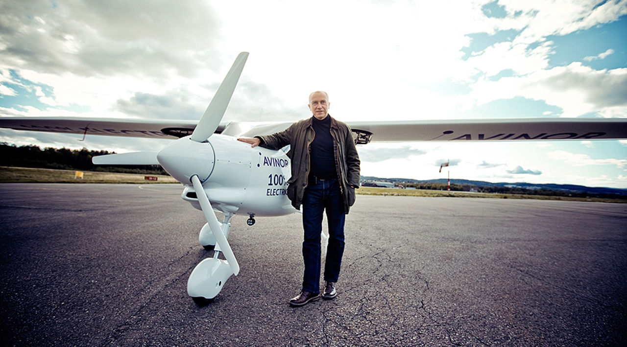 Christian Rynning-T&oslash;nnesen in front of small plane