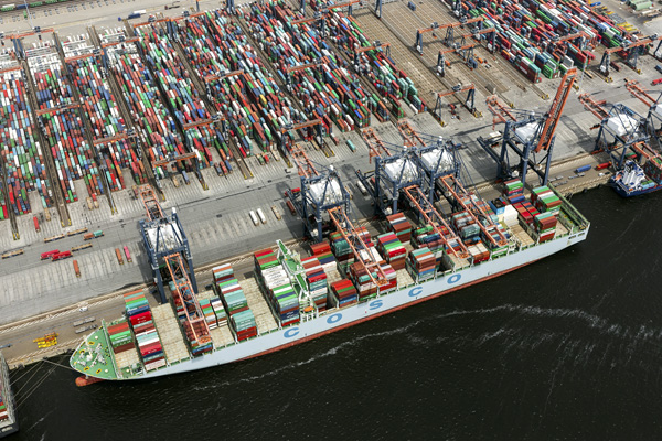 Aerial view of container terminal